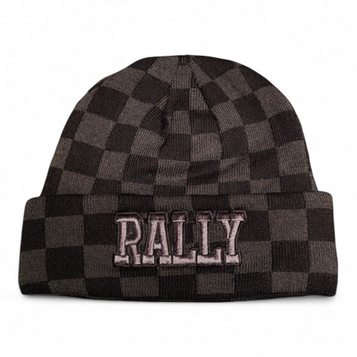 RALLY kötött visszahajtott sapka, kockás grafit